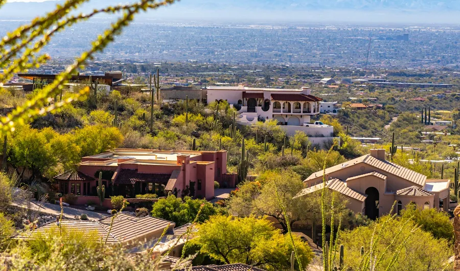 Scottsdale home with desert landscaping in warm afternoon light